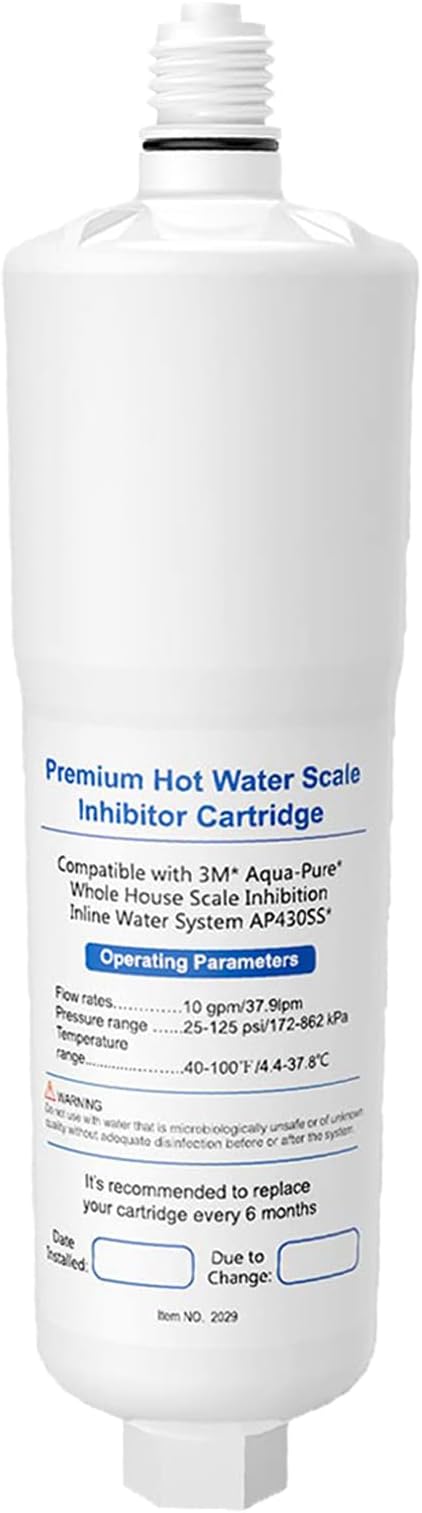 2 Pack AP431 Cartridge, Replacement for Aqua-Pure Whole House Scale Inhibition Inline Water System Helps Prevent Scale AP430SS -Replacement Cartridge