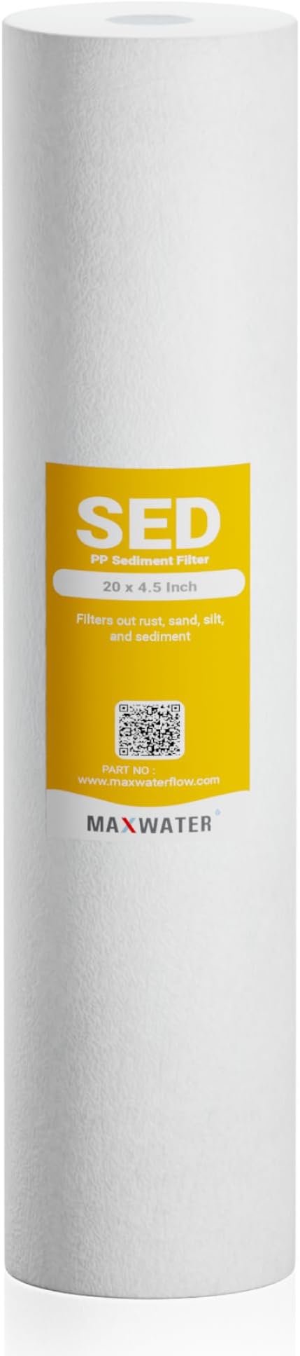 Max Water 5 Micron 20 x 4.5 Sediment Filter 20 inch Whole House BB Water Filteration System Replacement Compatible Cartridge DGD-5005-20, FP25B, AP810-6, FPMB5-20, P5-20, 155358-43, SDC-45-2005