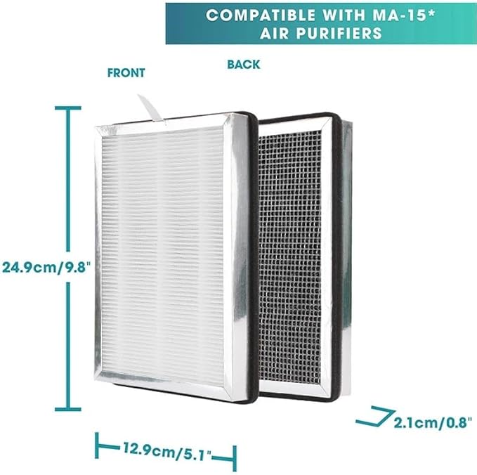 Replacement Parts Ture Hepa Filter and Activated Carbon Filter Compatible with Medify MA-15 Series Air Purifier, Pre-Filters 4-Pack