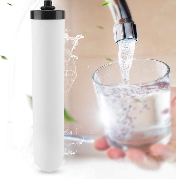 Ceramic Water Filter Element, with 1/4in Water Outlet Filtration System Purify Replacement Part Water Filters Candle Cartridge and Replacement House Dome Ceramic Filtration for Kitchen