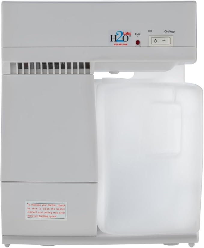 H2o Labs Model 200 is the Most Convenient and Lightweight Countertop Water Distiller for Home use with VOC Vent, Easy-Fill 1 Gallon Tap Water Reservoir and Food Safe Collection Container