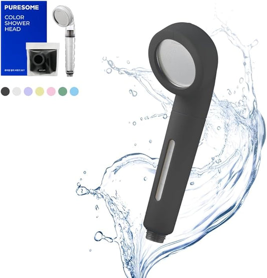 BODYLUV - Puresome Handheld Shower Head (Ver.1), Strong Water Pressure, Water Saving Filter For Bathroom (Handheld Shower Head with Silicon Cover) (Deep Black)