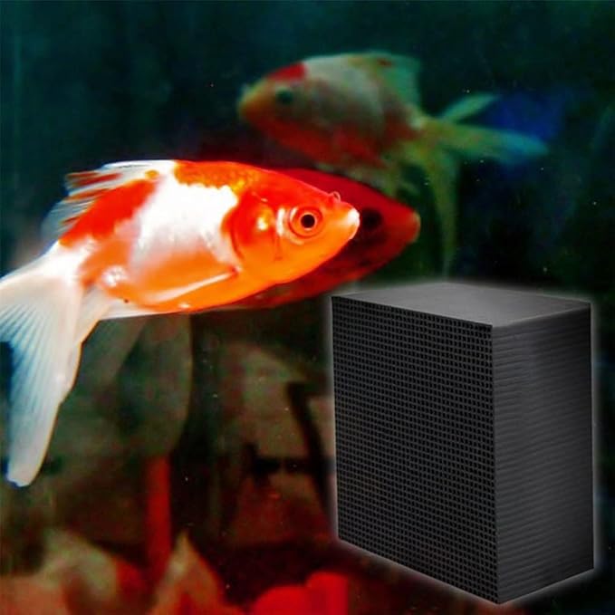 Gigicloud 1PCS Activated Carbon Aquarium Filter, Cube Honeycomb Structure Charcoal Deodorant Fish Tank Water Purifier Activated Charcoal Cubes for Pools Water Purification