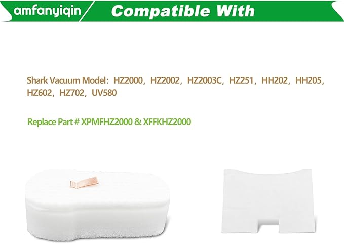 Filter Replacements Compatible with Shark Vacuum HZ2000 HZ2002 HZ251 HZ602 HH200 HH202 HH205 HZ602 HZ702 UV580 QS2000QBK QS2000QBL,4-Sets Foam & Felt Filters,Replace Part # XPMFHZ2000 & XFFKHZ2000