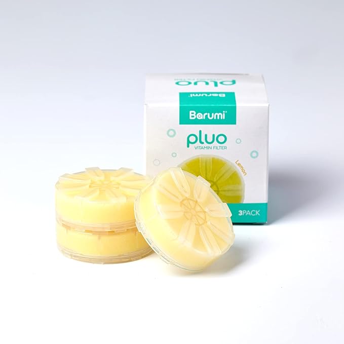 Barumi Vitamin C Filter Pluo Handheld Showerhead - Lemon Scent | 3-Pack, Pure Vitamin C, Moisturizes Skin and Hair, Removes Chlorine and Impurities from Tap Water, Filters Rust, Easy Installation