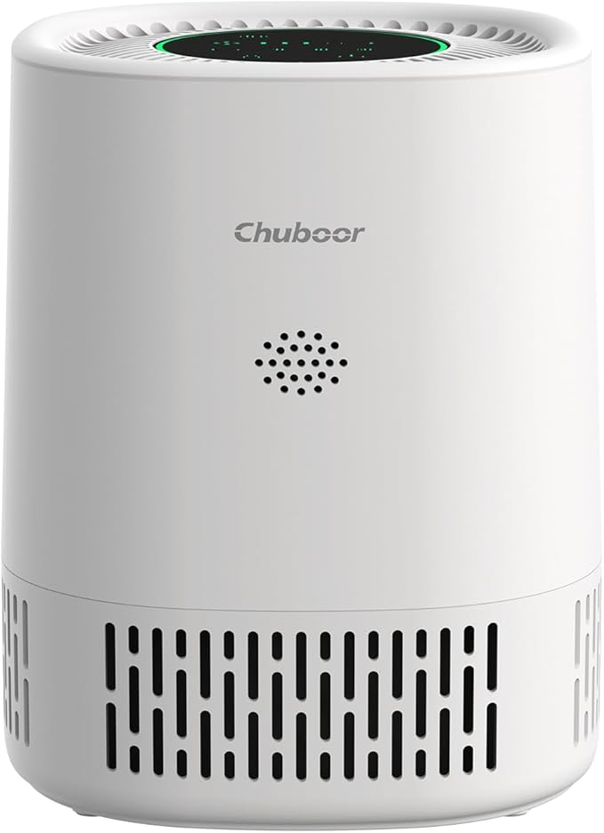 Chuboor Air Purifiers for Home Bedroom, H13 True HEPA Filter Air Cleaner for Pets Office desktop Living Dorm Room Smoke Kitchen, Auto Mode, Sleep Mode, PJ01A, White