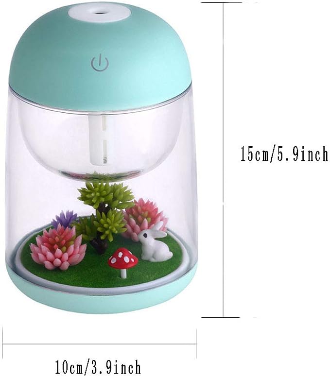 Micro Landscape Humidifier with Changing Led Light,Adjustable Mist Mode, Waterless Auto Shut-off,for Bedroom,Office,Car (blue)