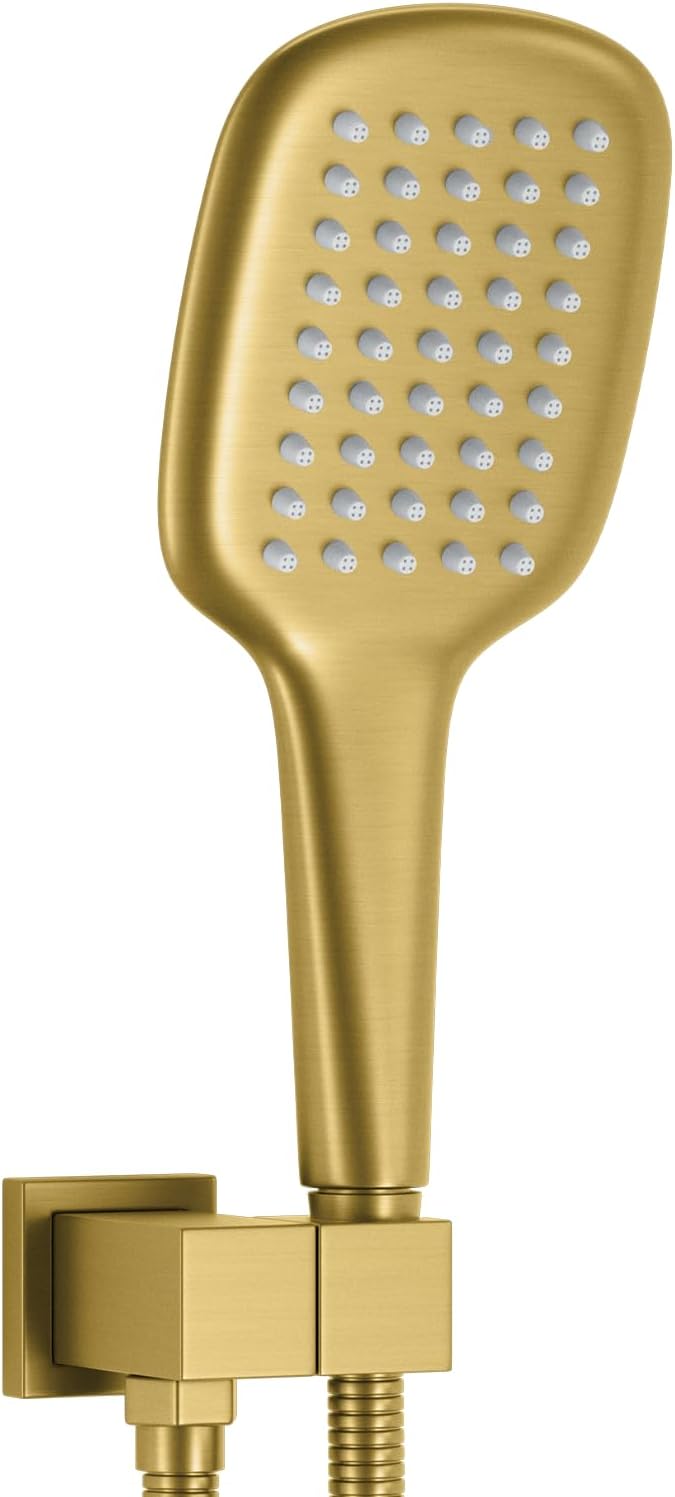 Brushed Gold Shower Head Sprayer with 59 Inch Hose And Bracket Wall Mount Handheld Showerheads SUS304 Stainless Steel Handheld Shower Wand Single Function Shower Set