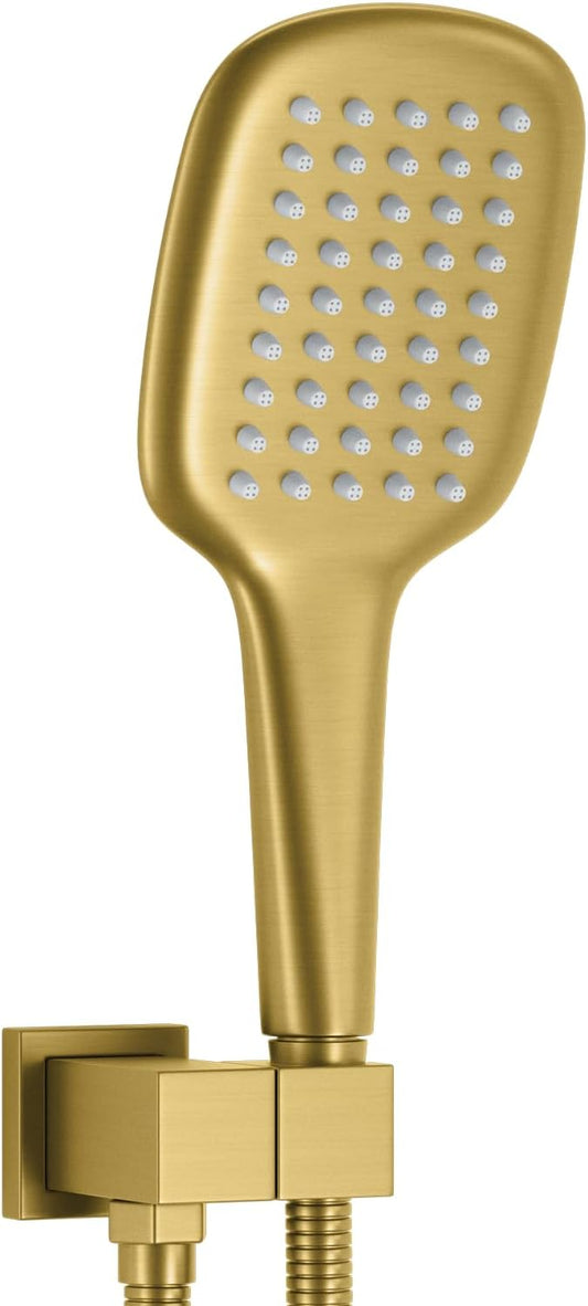 Brushed Gold Shower Head Sprayer with 59 Inch Hose And Bracket Wall Mount Handheld Showerheads SUS304 Stainless Steel Handheld Shower Wand Single Function Shower Set