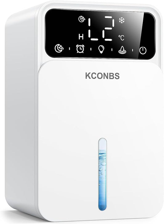 Dehumidifier, Dehumidifiers for Home, 60 OZ Water Tank, 500 sq.ft Dehumidifier for Bathroom, Bedroom, Basement with Auto Shut Off, Timer, 7 Colors LED Light (White)