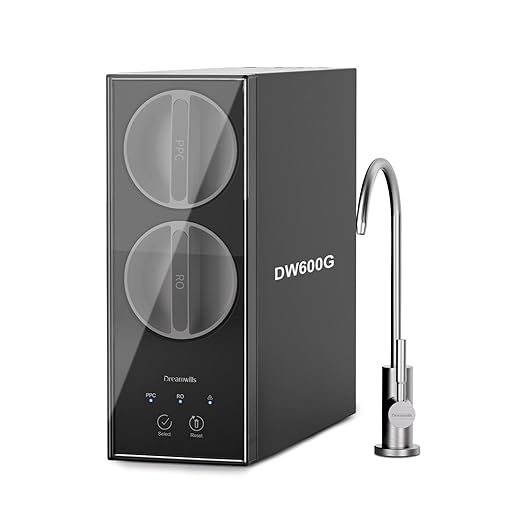 Dreamwills 0.0001μm Reverse Osmosis 600 GPD Water Filter System, NSF Certified TDS Reduction, 8-Stage Under Sink, 3:1 Pure to Drain, Mini Size for Space Saving, BPA-Free MR600 Black