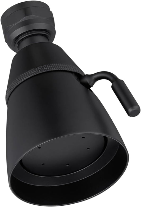 Angle Simple Shower Head, Brass High Flow Shower Spray Head, Adjustable Angle and Water Flow, G 1/2, Matte Black