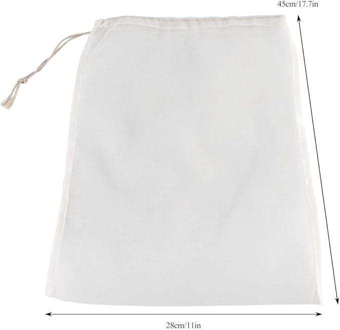 100 Mesh Food Grade Wine Filter Bag Reusable Home Brew Beer Making Extra Fine Extraction Sack Best for Straining Food Nut Milk Brewing Needs(28x45cm)