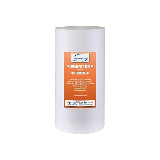 iSpring FP15B Sediment Filter for Whole House Water Filtration Systems, High Capacity 5-Micron Premium PP, 4.5" x 10", White