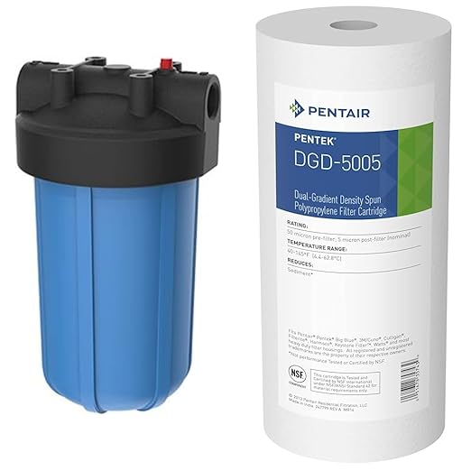 Pentair Pentek Big Blue Filter Housing and Water Filter Cartridge Bundle