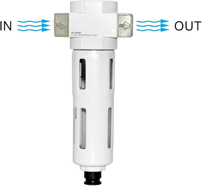 Beduan 1/2" Air in-line Compressed Particulate Filter,Moisture Water Trap Filter With Visible Bowl,Semi-Auto Drain(MIDI)