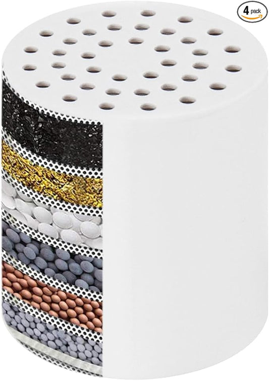 NearMoon 15 - Stage Replacement Cartridge Universal High Output Shower Filter with VC, Reduce Hard Water, Heavy Metal Impurity, Improve Skin & Hair, Fit Any Similar Filter (4 pack)