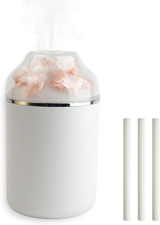 Portable USB Humidifier with 7-Color Mood Light | 280ml Quiet Mist for Bedroom, Office, Car | Auto Shut-Off & 8H Runtime (White)