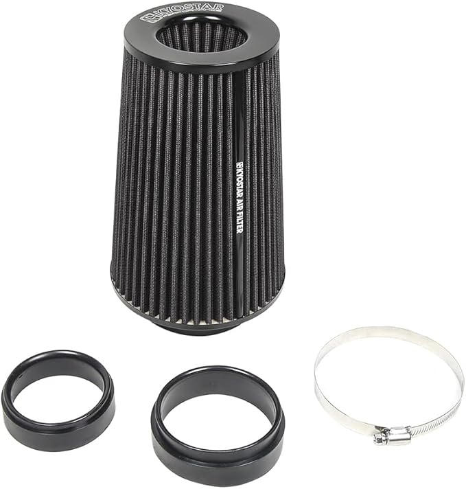 3/3.5/4inch Inlet Cold Air Intake Cone Replacement Performance Washable High Flow Dry Air Filter (BLACK)