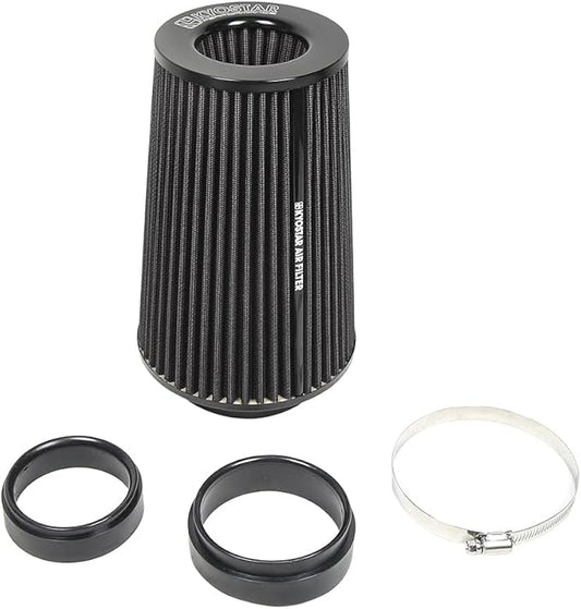3/3.5/4inch Inlet Cold Air Intake Cone Replacement Performance Washable High Flow Dry Air Filter (BLACK)
