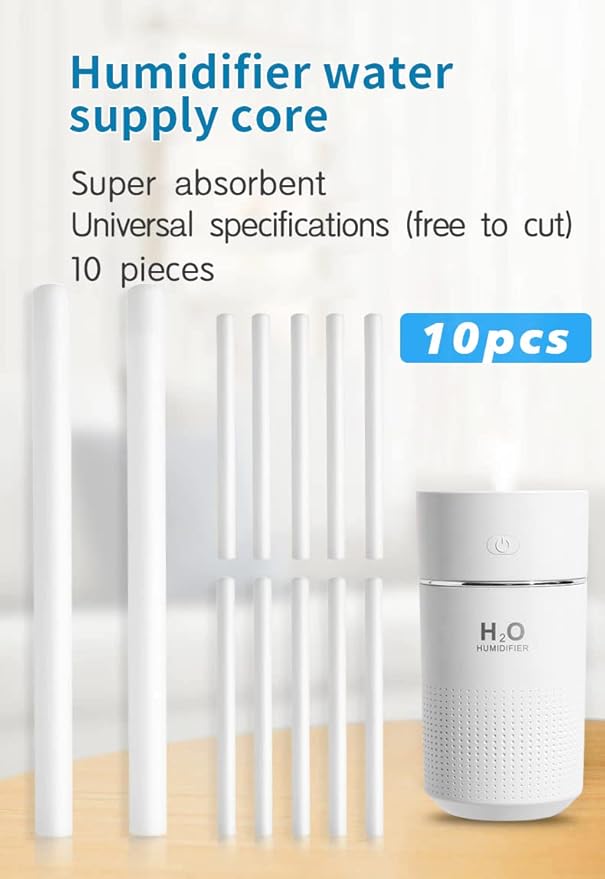 10 Pieces Humidifier Sticks Cotton Filter Refill Sticks Filter Replacement Wicks USB Humidifier Replacement Parts for Humidifier Car Humidifier Replacement Parts Can be cut(5.9 Inch)