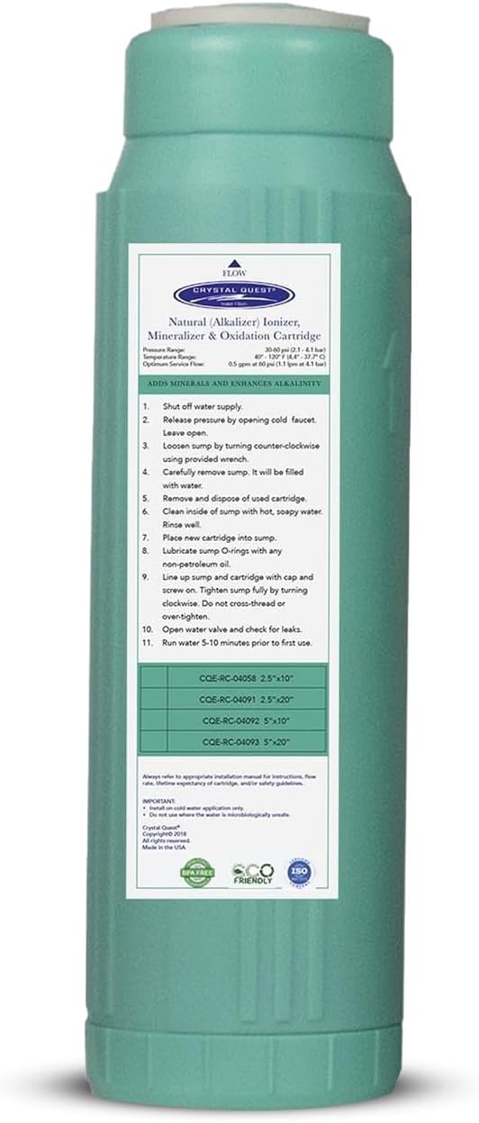 Crystal Quest Alkalizer, Ionizer, Mineralizer & Oxidation Cartridge – Boosts pH & Alkalinity, Reduces Acidity & ORP, Enhances Taste with Essential Minerals, Long-Lasting Performance, Easy Installation