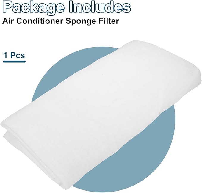 PATIKIL 39" x 39" x 0.2" Air Conditioner Filter Replacement, Washable Reusable Cut to Fit Foam Filter Air Filter for RV AC Vent Window Purifiers Computer, White