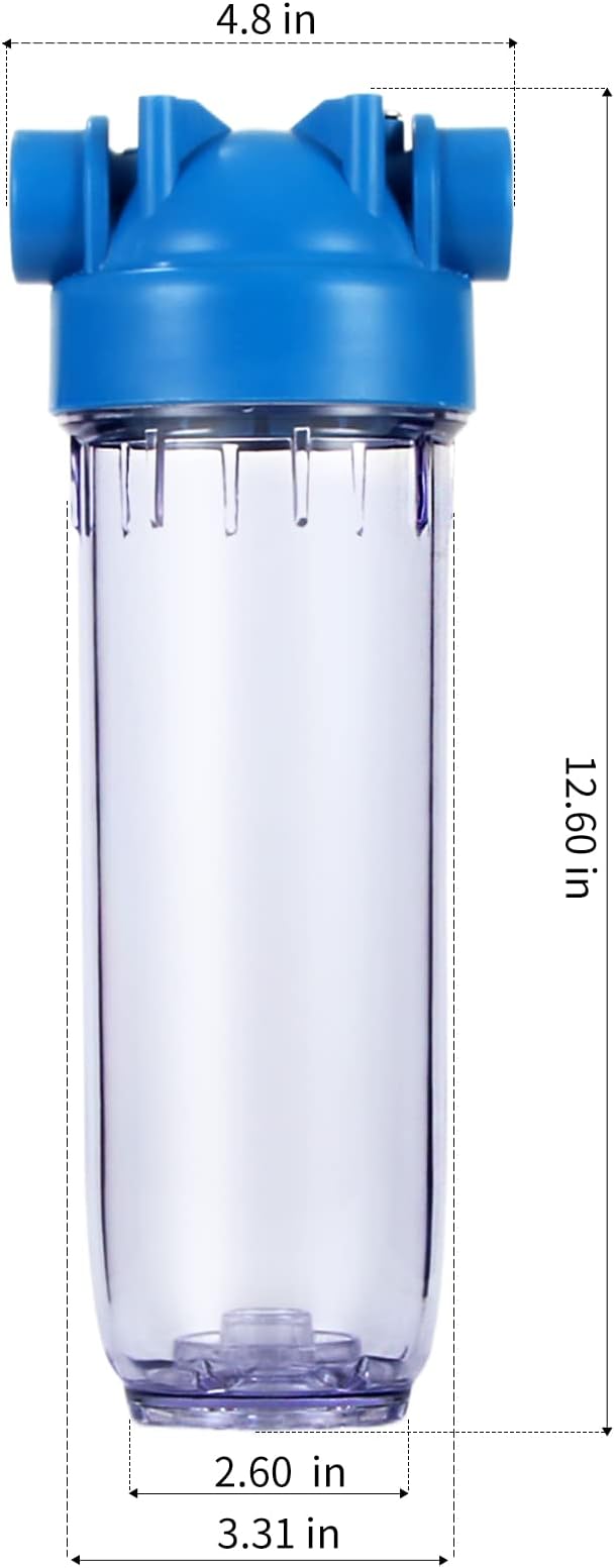 Geekpure 10-Inch Whole House Clear Water Filter Housing - 3/4" NPT Brass Port-Fit for 2.5" x 10" Filters (1)