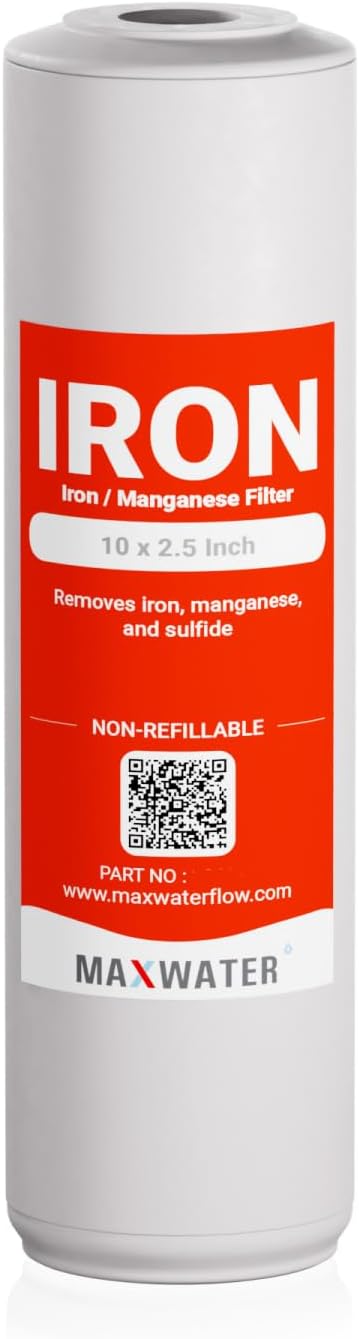 Max Water Whole Iron Manganese Replacement Set - Heavy Duty, for Standard Whole House Systems 10" x 2.5" Good for Iron, Manganese Reduction (Pack of 1)