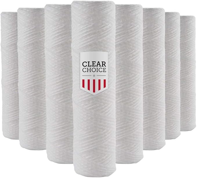 Clear Choice Sediment Water Filter 5 Micron 10 x 2.50" Water Filter Cartridge Replacement 10 inch RO System DEV910908, 155071-43 CW-5 CW-MF WP-5 WP5, 8-Pk