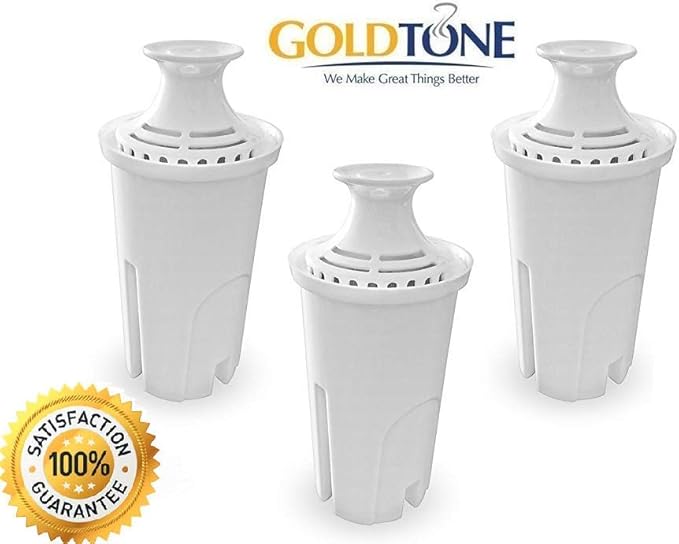 GoldTone Brand Charcoal Water Filters fits Brita and Mavea Water Pitchers. Replaces your Brita Charcoal Water Filter and Replacement Brita Water Filter (3 PACK)
