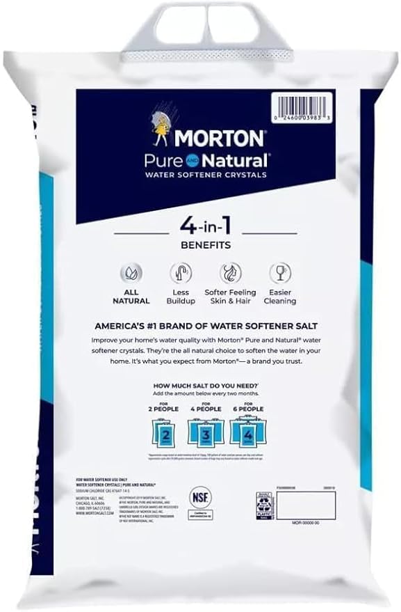 (6 PK) Morton Water Softener Salt Crystals, Pure and Natural 4 in 1, 40 pounds