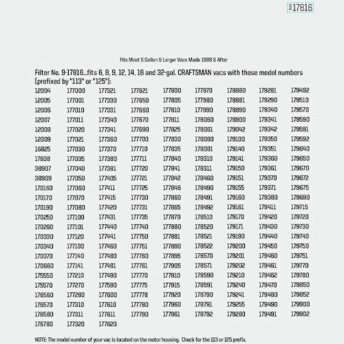 2 Pack 17816 9-17816 Red Stripe Vacuum Cartridge Filter Compatible Wet/Dry Vacuum Models 5, 6, 8, 12, and 16 32 Gal. Vacuums produced since 1988 8.5 Inches- White/Red