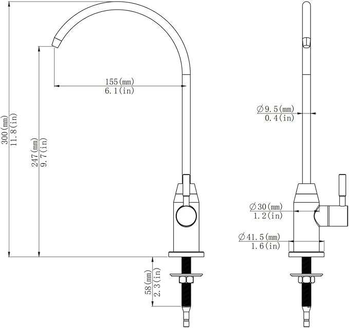 Reverse Osmosis Drinking Water Filter Tap Bar Sink Filtered Kitchen Faucet (Chrome)