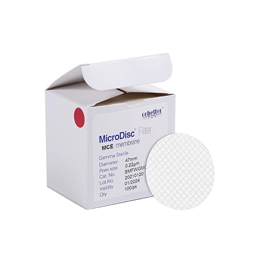 100Pack MCE Gridded Membrane Filter 47mm 0.45μm Mixed Cellulose Esters Membrane Filters Individual Pack Hydrophilic Filter Paper