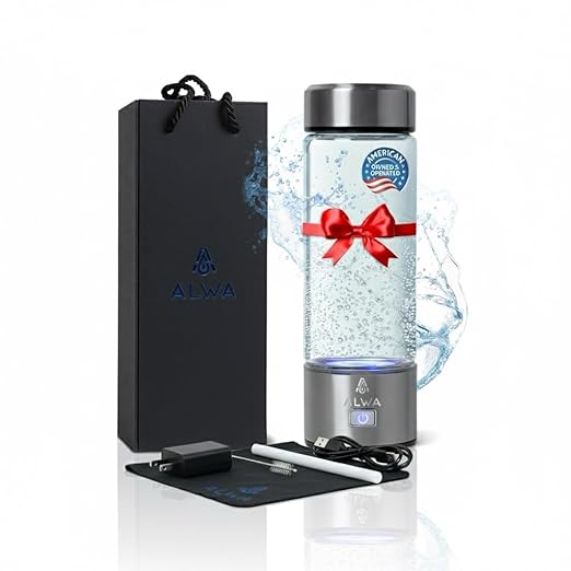 Premium Molecular Hydrogen Water Bottle Generator - 1700 PPB Glass Portable Hydrogen Water Machine with SPE/PEM Technology, Rechargeable Hydro Health Bottle, Hydrogen Water Ionizer, Hydro Water Bottle