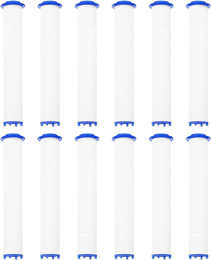 uxcell 12 Pcs Shower Head Filter 4.9 Inch PP Cotton Filter Cartridge Replacement High-Pressure Handheld Fan Shower Jet Sets