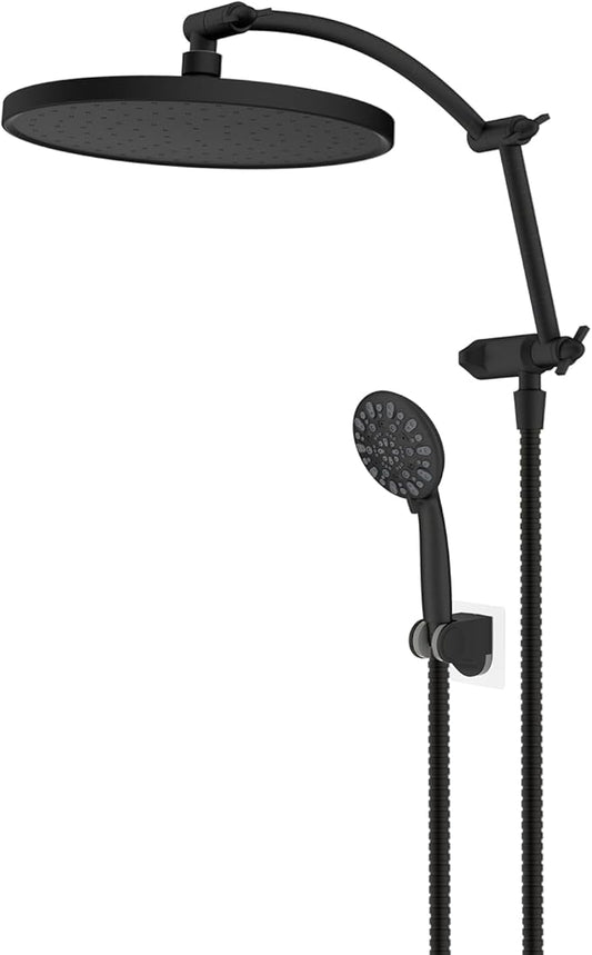 Hibbent Self-cleaning Shower Head, 10'' High Pressure Rain Shower Head, Showerhead Combo/Handheld Shower Head, 16'' Adjustable Arc Shower Extension Arm, 71'' Hose, Showerhead Holder, Oil-Rubbed Bronze