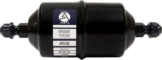 Appli Parts APFD-082 1/4 in Liquid Line Refrigerant AC Filter Drier hvac Refrigeration 082 SAE Flare connection universal unidirectional 6in long 2-1/4 in wide