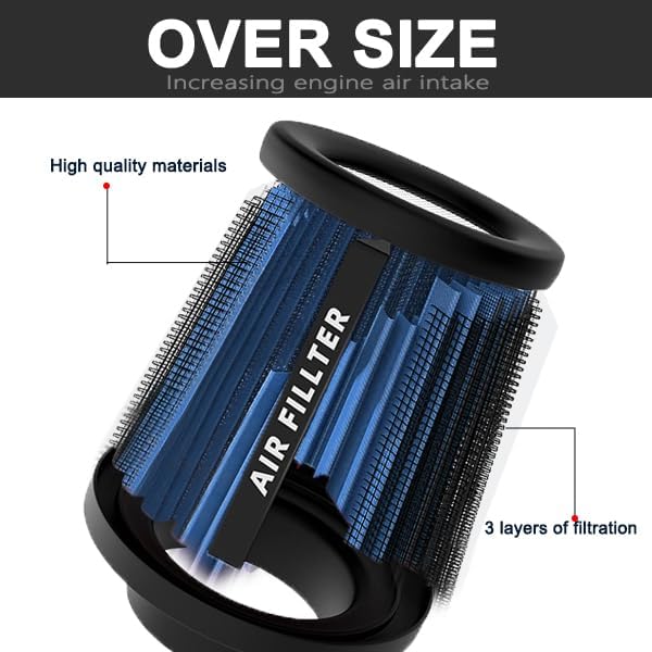 muge racing Universal 3 Inch 76mm Air Intake Filter Replacement Cone Air Filters Quality Dry Air Filter