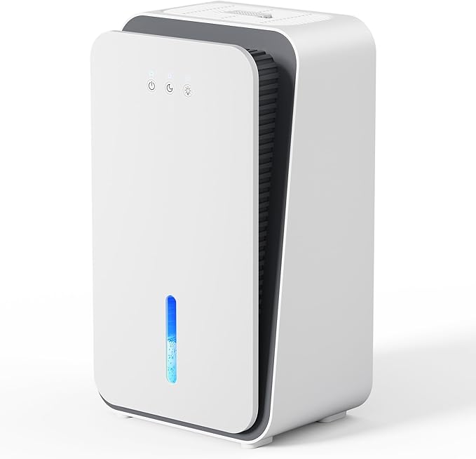 Dehumidifier for Home, 1000 sq.ft Dehumidifier with Auto Shut Off, 7-Color LED Light Built-in Aromatherapy Diffuser, Ultra-Quiet Dehumidifiers for Bedroom, Bathroom, Basement (Deep White)