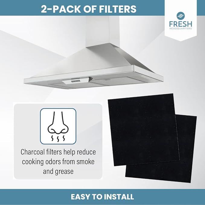 2-Pack Activated Carbon Charcoal Filters For Range Hood - Premium 11.5" x 11.5" Range Hood Filter Replacement for Zephyr Models - For Superior Air Filtration and Home Improvement