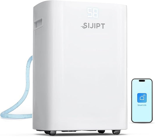 100 Pints Smart Dehumidifier for Basement, 6,000 Sq Ft Dehumidifiers with App-Controlled and 6.56 Feet Drain Hose, Large Dehumidifier with Adjustable Humidity Control, Auto Shutoff, Auto Defrost