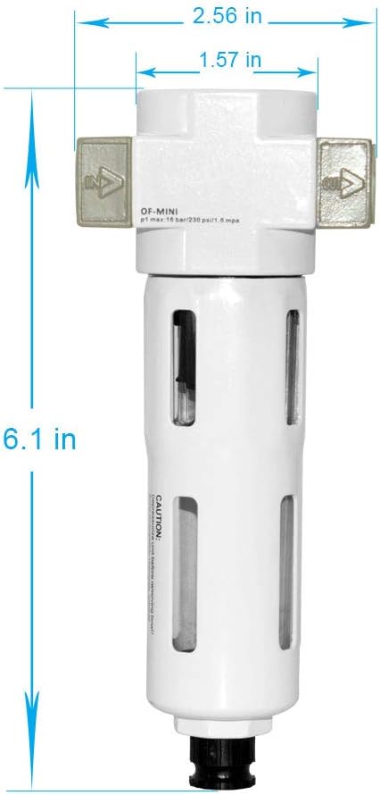 Beduan 3/8" Air in-line Compressed Particulate Filter,Moisture Water Trap Filter With Visible Bowl,Semi-Auto Drain(MINI)