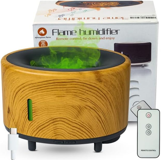 Portable Humidifier & Diffuser with Colored Flames – Bluetooth Speaker & Aromatherapy | Small Warm Mist Humidifier - Essential Oil Scent Diffuser & Air Freshener for Home, Bedroom, Office & Travel