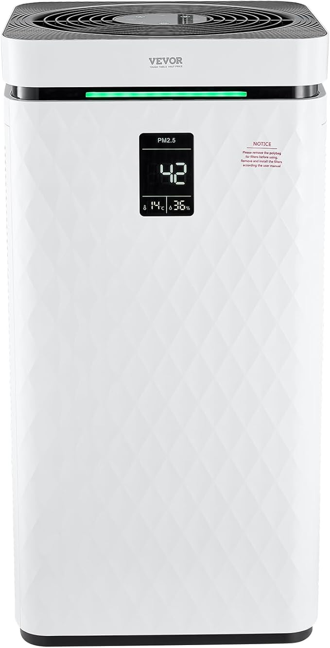 VEVOR Air Purifier for Bedroom Home, H13 HEPA Layer, 3139 ft²/h Smart Air Purifier with Speed Control & Child Lock Guard, Efficient Air Cleaner with Convenient Touch Panel & 23 dB Sleep Mode