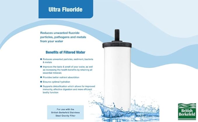 British Berkefeld Doulton W9120133 8B76 7" Ultra Fluoride Gravity Drinking Water Ceramic Replacement Candle Element Filter 3 Pack