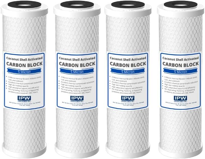 IPW Industries Inc. | 4-Pack WaterPur (CCI-10-CLW) Activated Carbon/Carbon Block Filter for Reverse Osmosis Water Filter Replacement & Water Purifier
