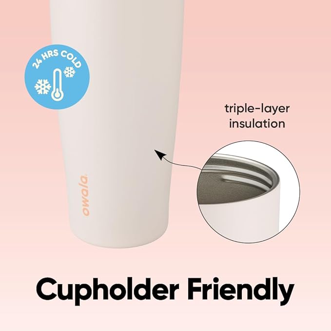 Owala FreeSip Tumbler - Stainless Steel-40-oz.-Orange/Tan(Sparkling Sherbet)