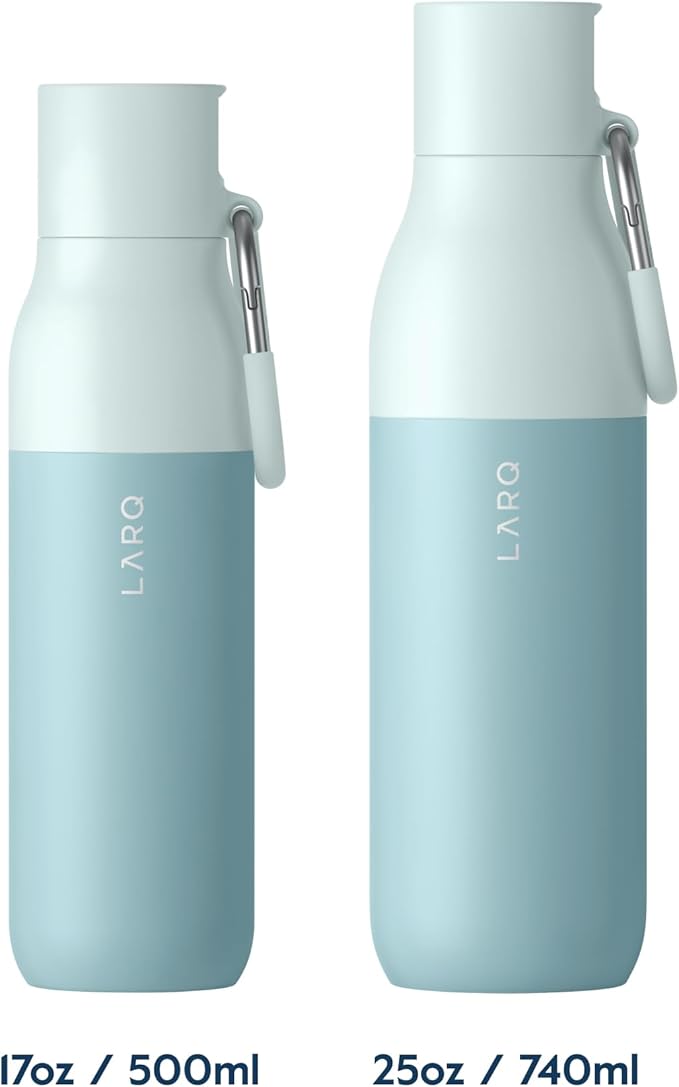 LARQ Bottle Flip Top 25 oz - Insulated Stainless Steel Water Bottle With Straw | BPA Free | Reusable Water Bottle for Sports, Gym, and Travel | Keep Drinks Cold for 24 Hours, Seaside Mint